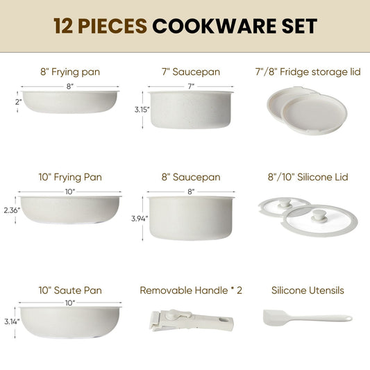 12 POTS and pans set, non-stick kitchen cookware set