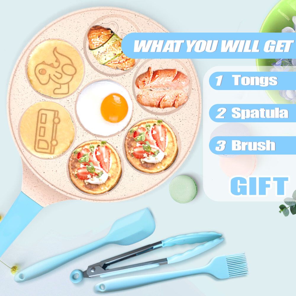 7-Cup Egg Pan Omelet Pans Pancake Pan for Kids Nonstick Egg Cooker Cars Trucks Pancake Mold Egg Mold for Breakfast Sandwiches Hamburger