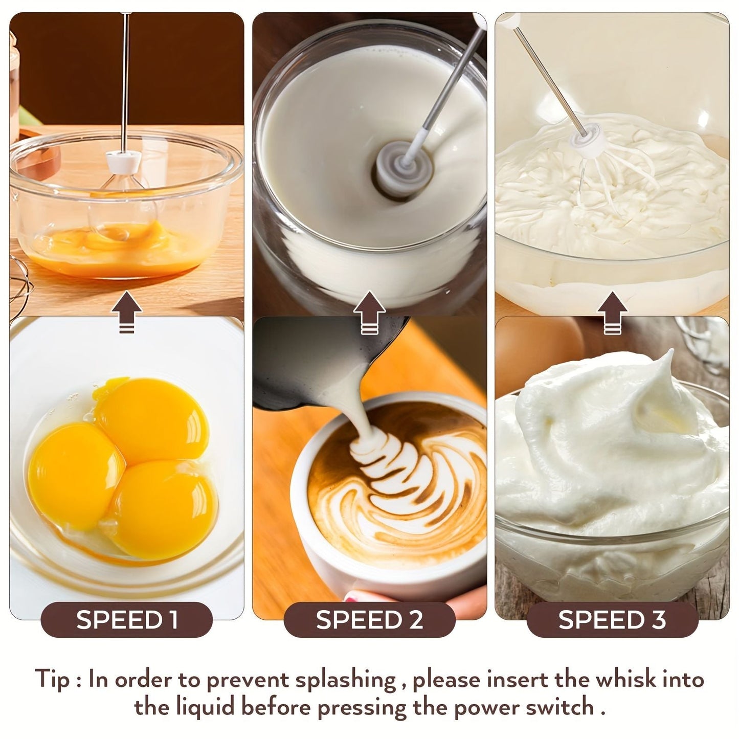 One Set Of Milk Frother Handheld USB-Rechargeable With 2pcs Stainless Whisk Heads; 3-Speed Adjustable Handheld Milk Frother For Cappuccinos; Hot Chocolate; Milkshakes; Egg Mix