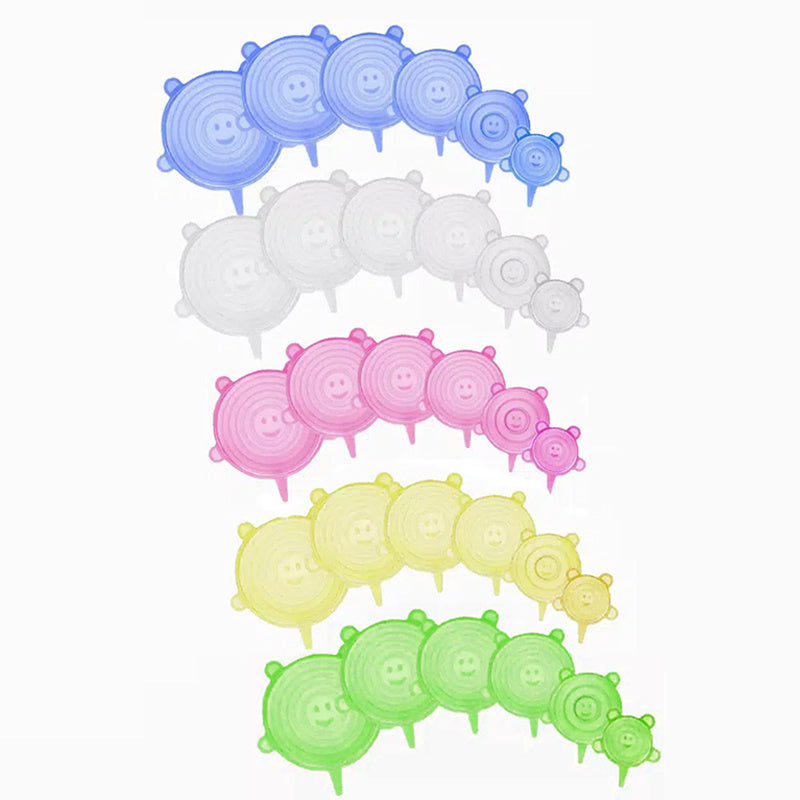 6/12/24PCS BPA-free Silicone Stretch Lids; Food Bowl Covers; Reusable Food Saving Cover; Stretchable Multifunctional Fruit And Vegetable Fresh-keeping Cover