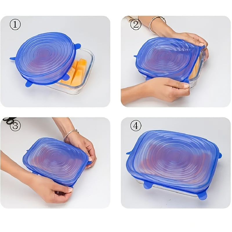 6/12/24PCS BPA-free Silicone Stretch Lids; Food Bowl Covers; Reusable Food Saving Cover; Stretchable Multifunctional Fruit And Vegetable Fresh-keeping Cover