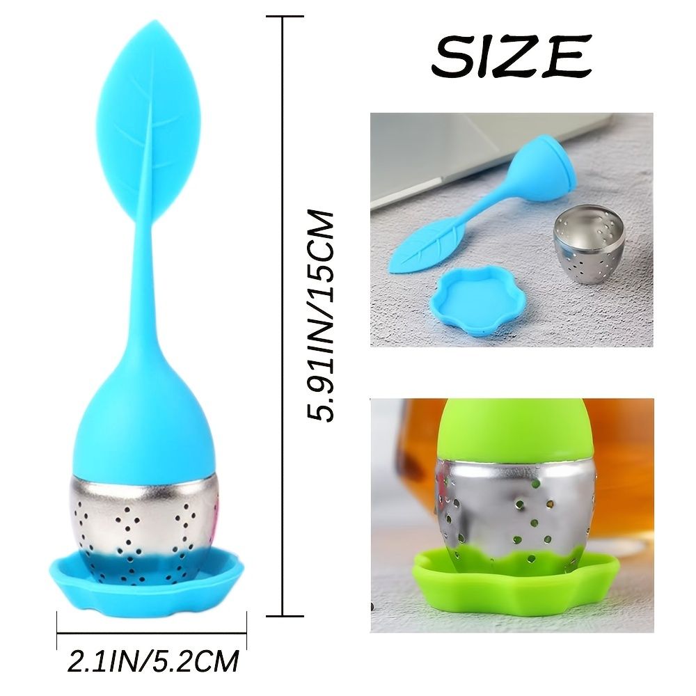 1pc/7pcs Tea Infuser Silicone Handle Stainless Steel Strainer Drip Tray Included - Loose Tea Steeper - Best Tea Infuser For Loose Leaf Or Herbal Tea