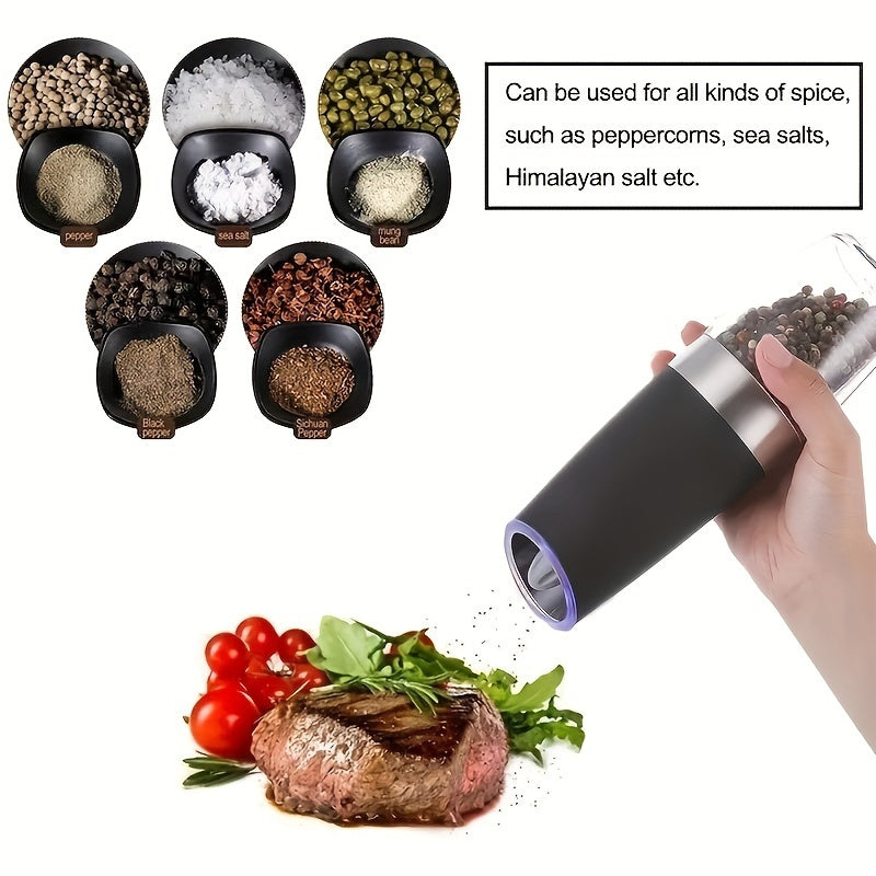 1pc/2pcs Electric Pepper Mill Herb Coffee Grinder Automatic Gravity Induction Salt Shaker Grinders Machine Kitchen Herb Spice Mill Tools (Battery Not Included)