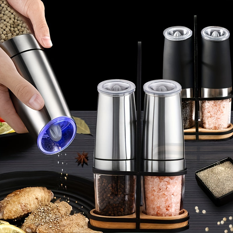 1pc/2pcs Electric Pepper Mill Herb Coffee Grinder Automatic Gravity Induction Salt Shaker Grinders Machine Kitchen Herb Spice Mill Tools (Battery Not Included)