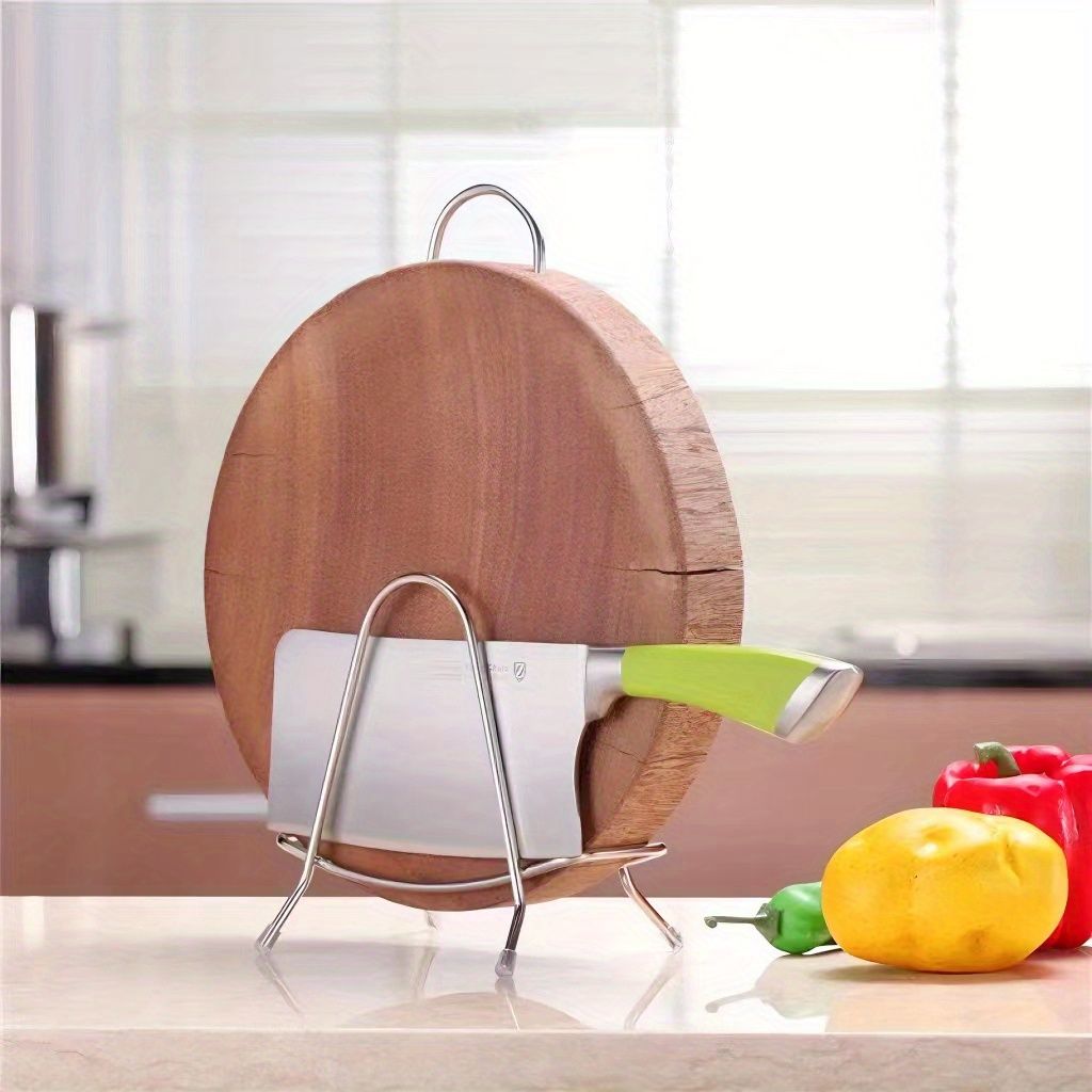 1pc Stainless Steel Cutting Board Storage Rack; Chopping Board Pot Cover Rack; Utensils Storage Rack; Knife Plate Rack; Pot Cover Rack; Home Kitchen Supplies