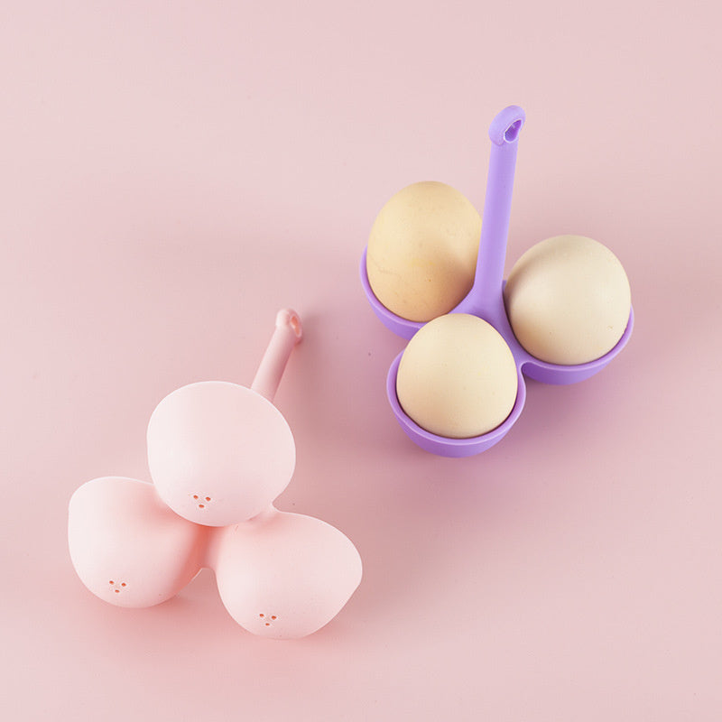 1pc; Egg Poacher; Silicone Egg Steamer Food Grade High Temperature Resistant Children's Food Supplement 3 Holes Steamed Egg Tray Convenient Boiled Egg Tray