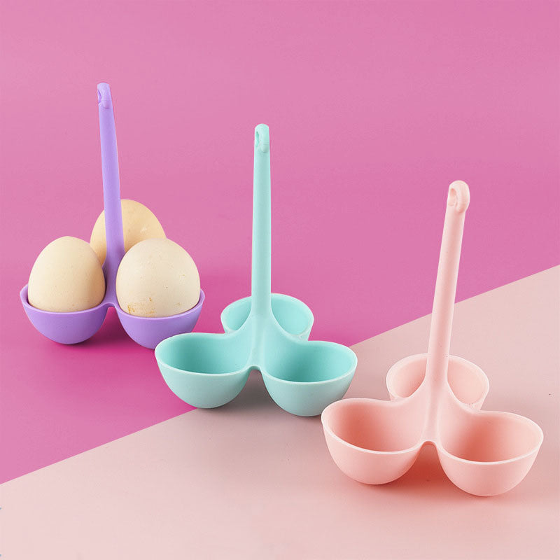 1pc; Egg Poacher; Silicone Egg Steamer Food Grade High Temperature Resistant Children's Food Supplement 3 Holes Steamed Egg Tray Convenient Boiled Egg Tray