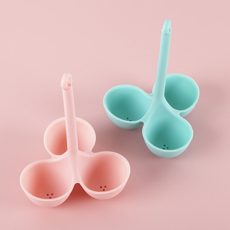 1pc; Egg Poacher; Silicone Egg Steamer Food Grade High Temperature Resistant Children's Food Supplement 3 Holes Steamed Egg Tray Convenient Boiled Egg Tray