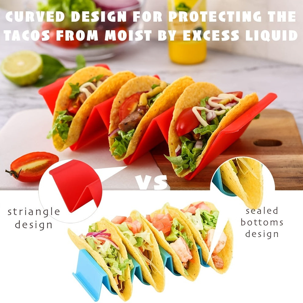 1pc/6pcs Colorful Taco Holder Stands - Premium Large Taco Tray Plates Holds Up To 3 Or 2 Tacos Each, PP Health Material Very Hard And Sturdy, Dishwasher & Microwave Safe