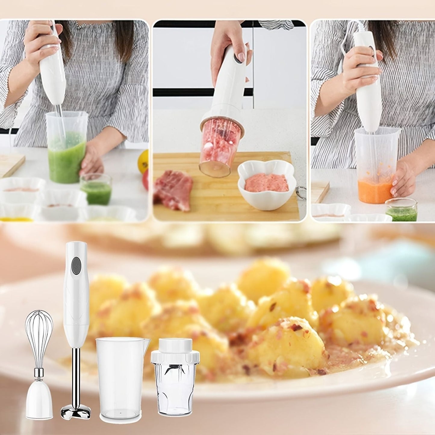 Electric Stirring Rod; Multifunctional Household Small Hand-Held Cooking Machine; Immersion Food Mixer; Food Supplement Machine; Kitchen Tools; For Ground Meat; Grinding