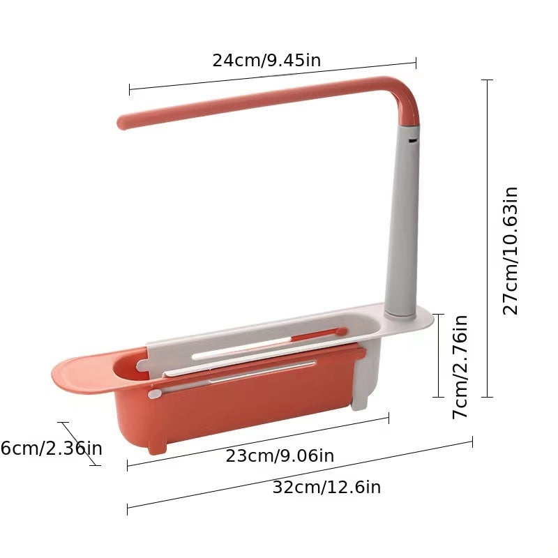 Sink Rack; Telescopic Drain Rack; Kitchen Supplies; Multi-functional Pull-out Storage Rack; Can Be Hung Dishwashing Rag Rack