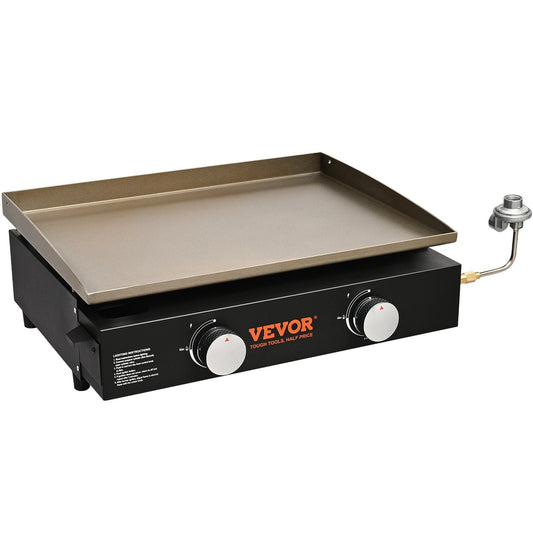 VEVOR Commercial Griddle, 22.4" Heavy Duty Manual Flat Top Griddle, Countertop Gas Grill with Non-Stick Cooking Plate, Steel LPG Gas Griddle, H-Shaped Burner Restaurant Portable Grill, 22, 000 BTU