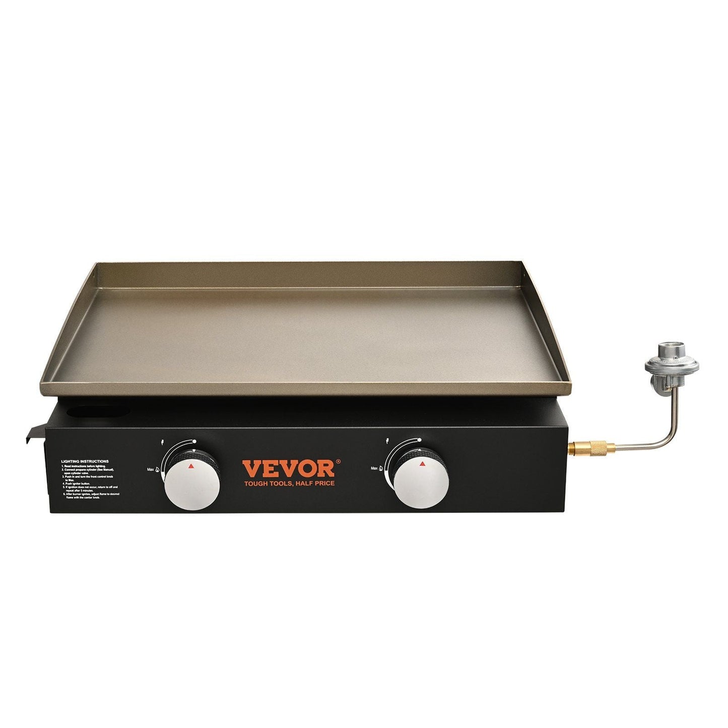 VEVOR Commercial Griddle, 22.4" Heavy Duty Manual Flat Top Griddle, Countertop Gas Grill with Non-Stick Cooking Plate, Steel LPG Gas Griddle, H-Shaped Burner Restaurant Portable Grill, 22, 000 BTU