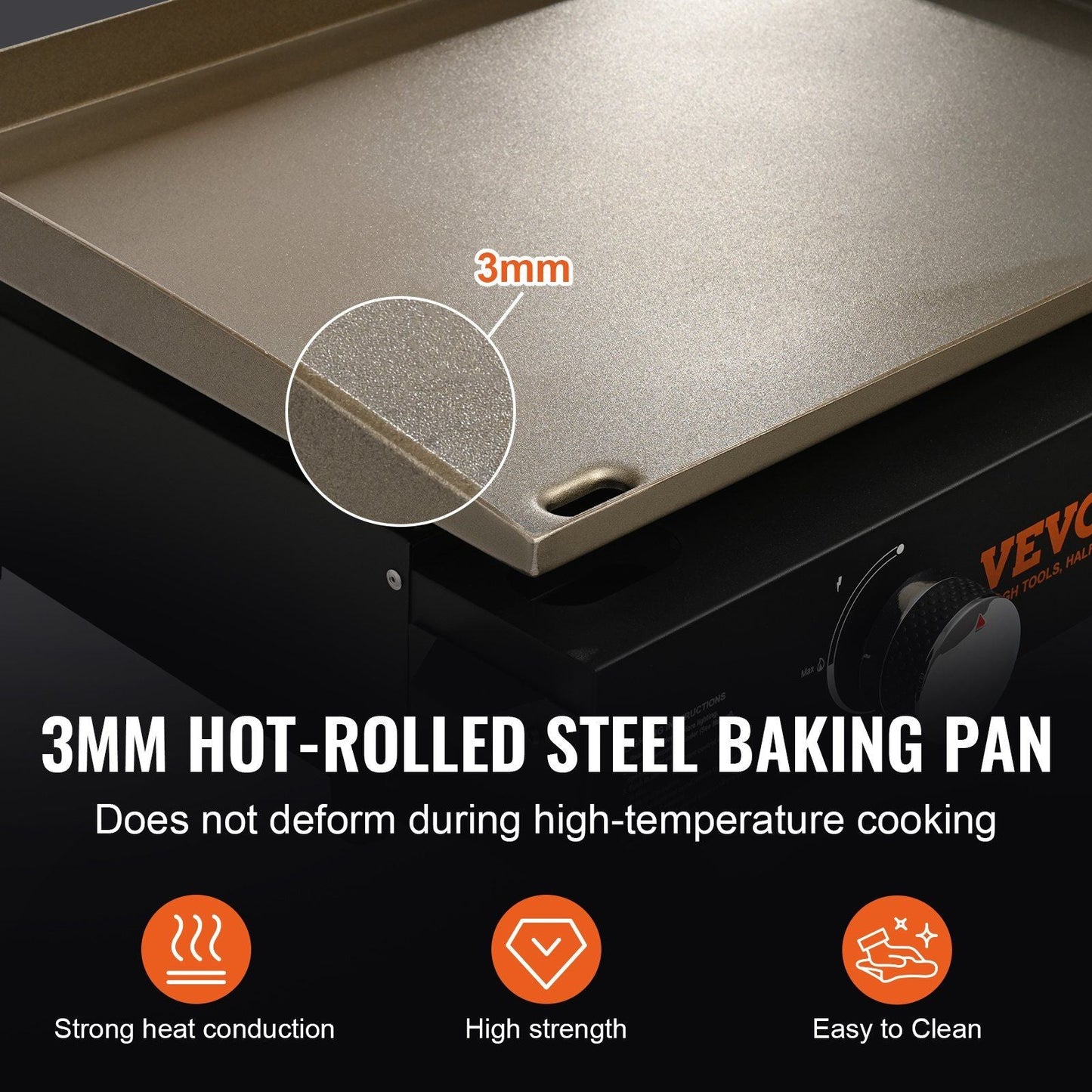VEVOR Commercial Griddle, 22.4" Heavy Duty Manual Flat Top Griddle, Countertop Gas Grill with Non-Stick Cooking Plate, Steel LPG Gas Griddle, H-Shaped Burner Restaurant Portable Grill, 22, 000 BTU