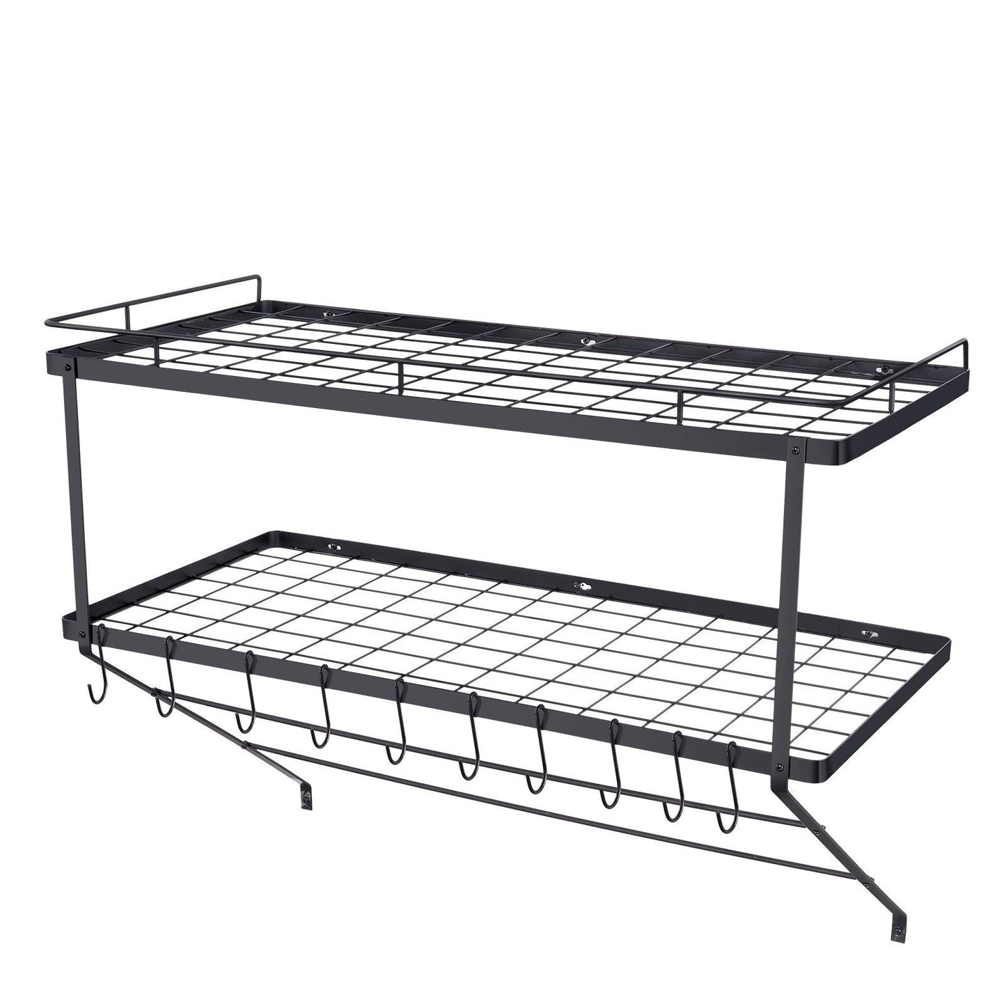 Pot Rack Wall Mounted, 30 inch Pot and Pan Hanging Rack, Pot and Pan Hanger with 12 S Hooks, 55 lbs Loading Weight, Ideal for Pans, Utensils, Cookware in Kitchen